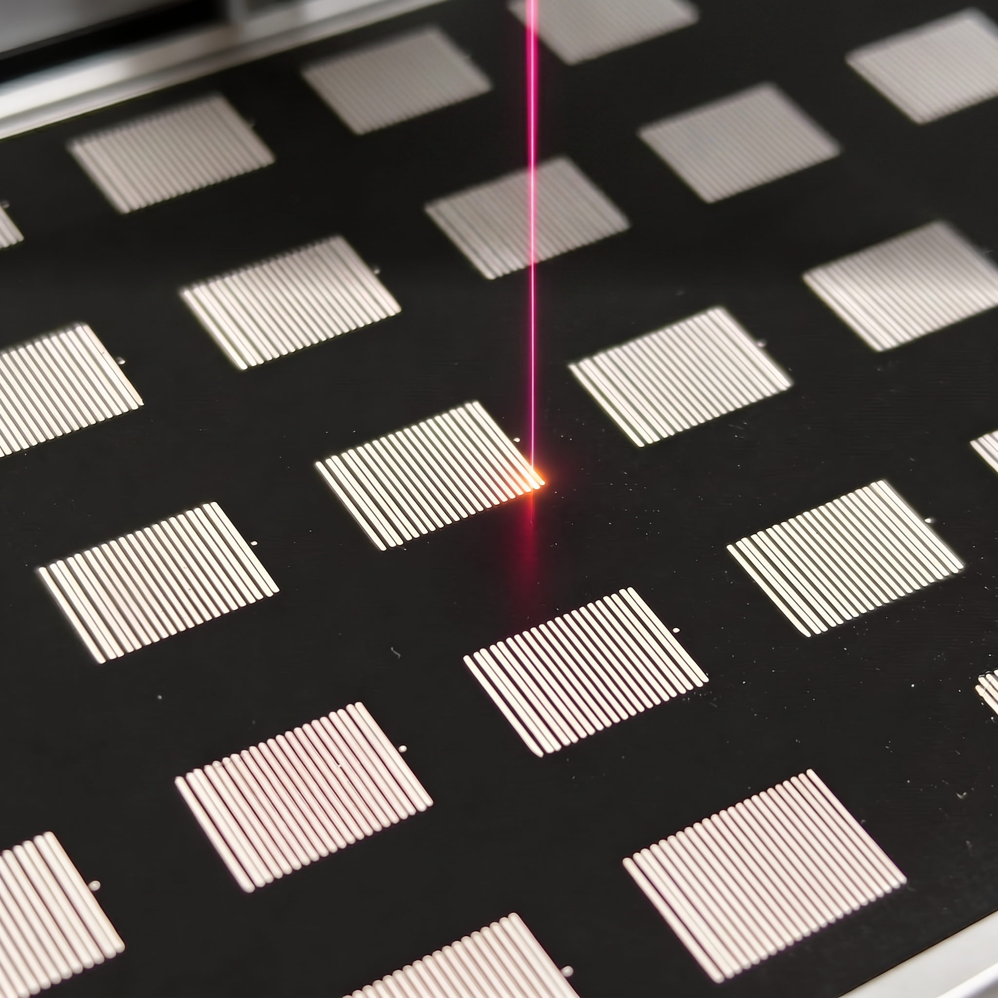 Laser engraving the test pattern