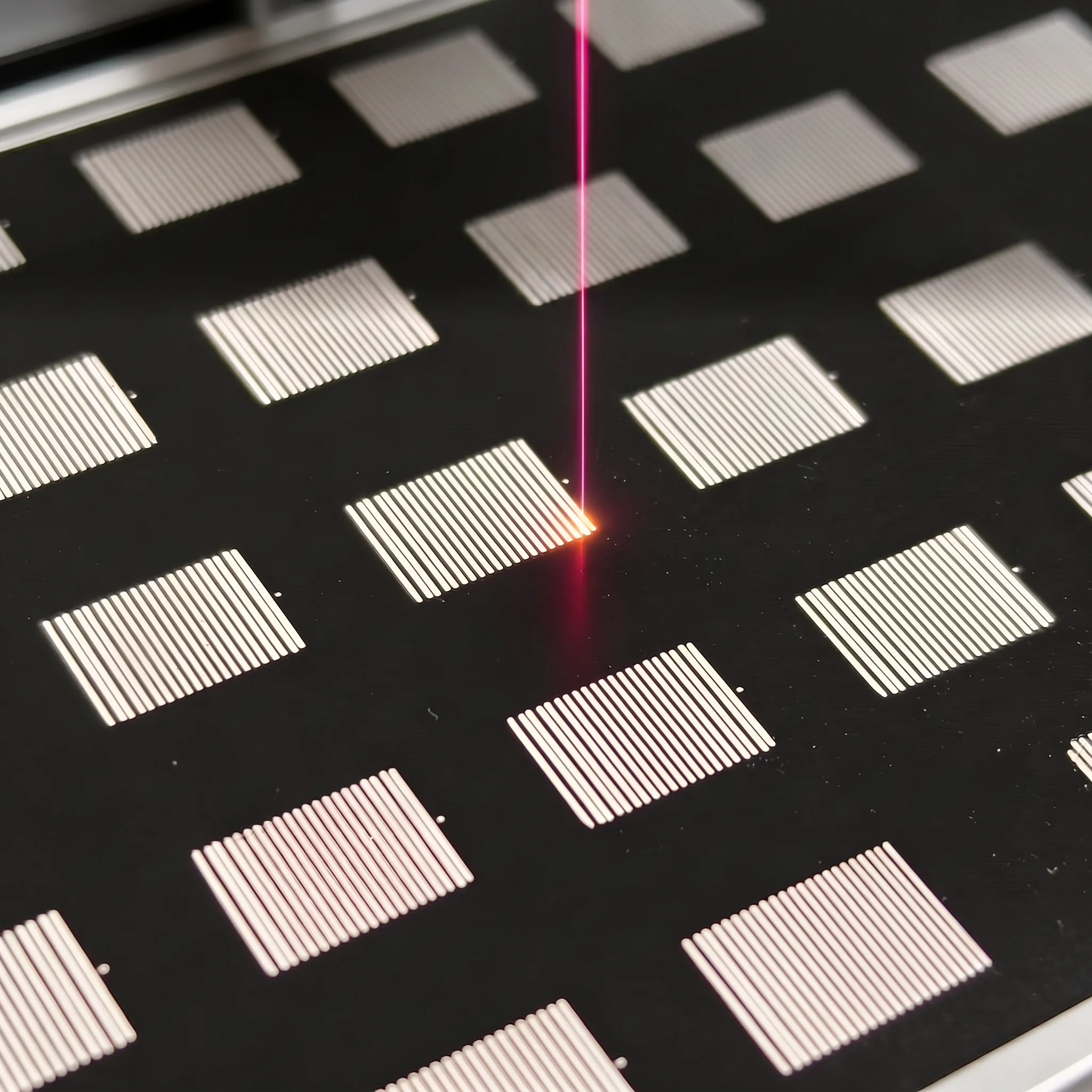 Laser engraving the test pattern